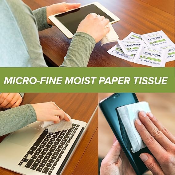 Anti-static and anti-fog lens cleaning wipes