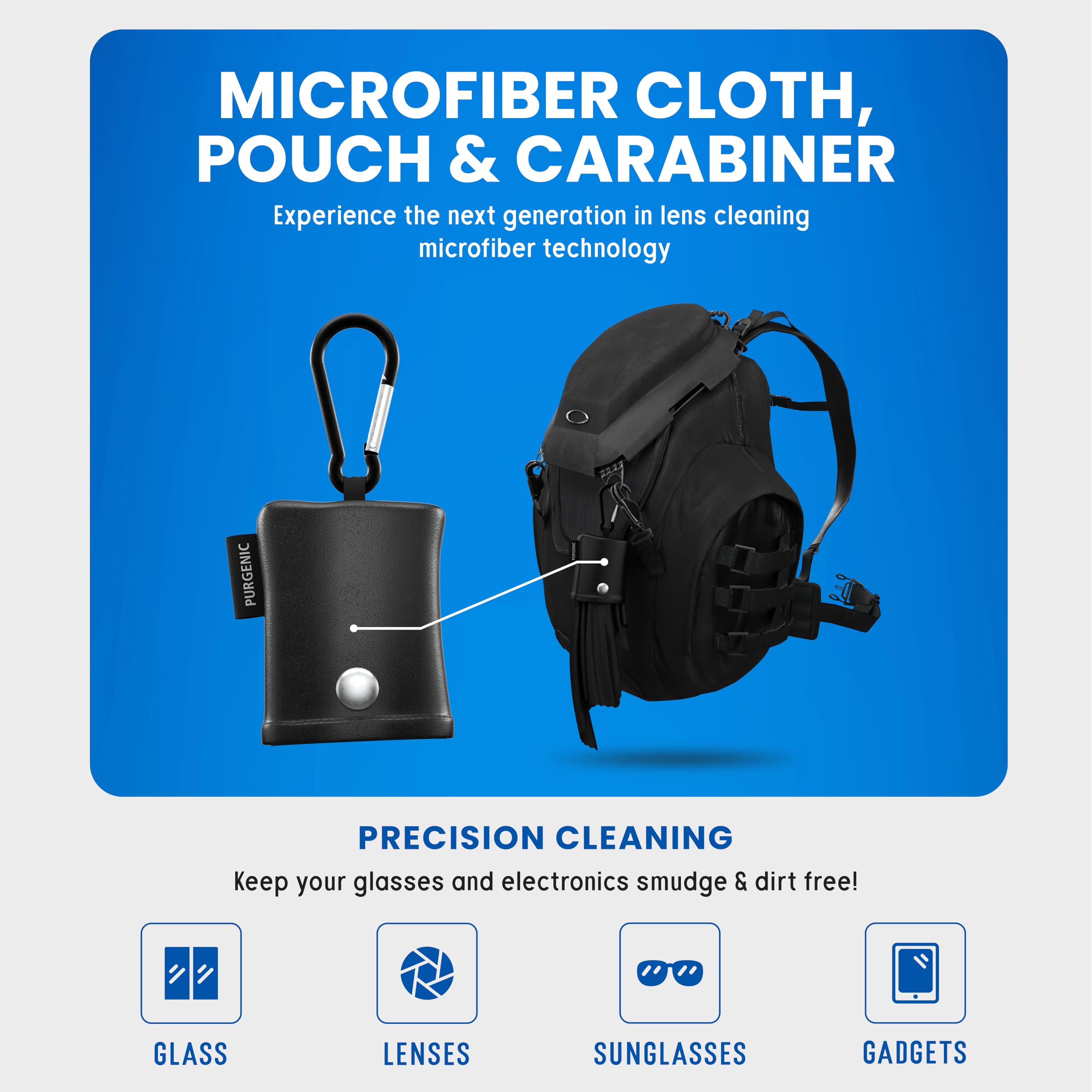 Anti-static carabiner clip-on cleaner for secure portability