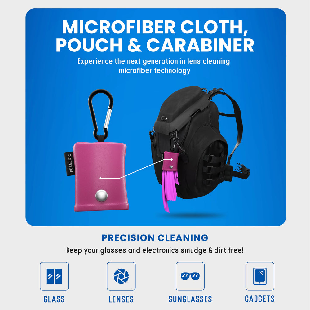 Anti-static clip-on cleaner with carabiner for travel