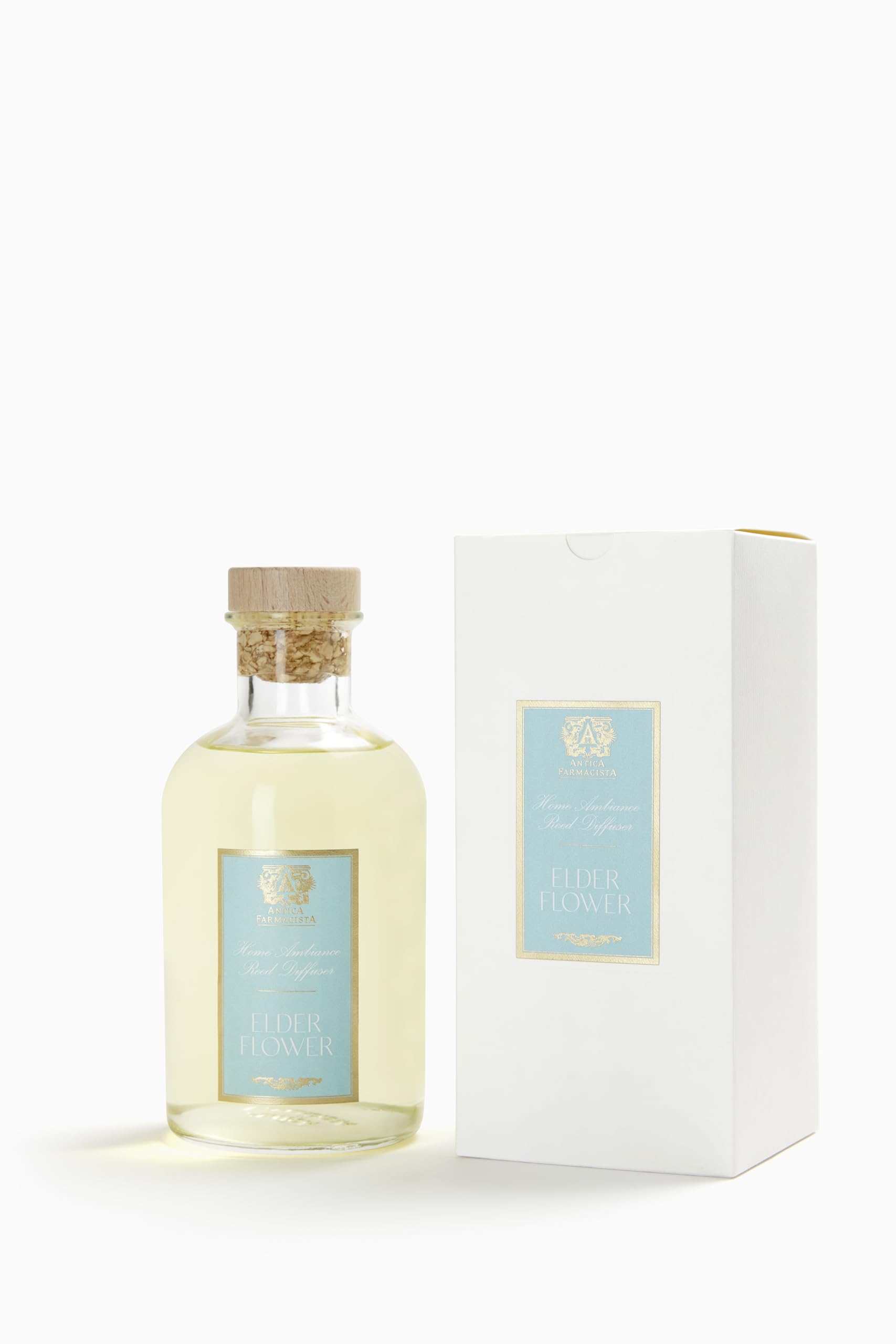 Gift-ready Antica Farmacista Elderflower Reed Diffuser packaging image