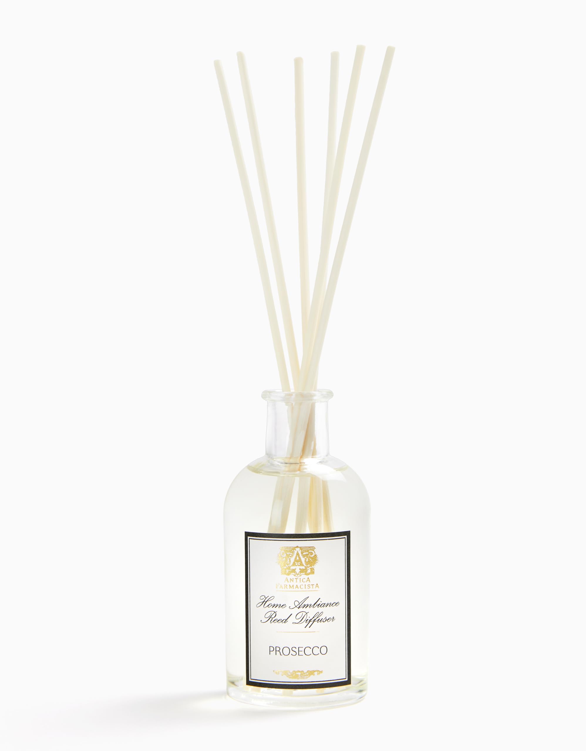 Prosecco-scented Antica Farmacista Home Ambiance Diffuser in glass bottle with reeds, 3.4 fl oz