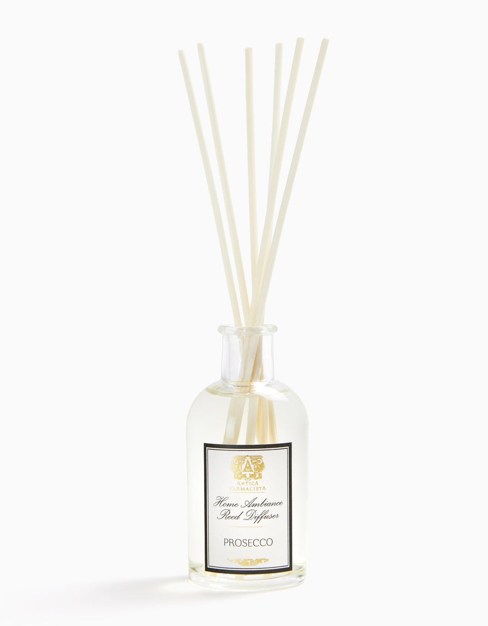 Prosecco-scented Antica Farmacista Home Ambiance Diffuser in glass bottle with reeds, 3.4 fl oz