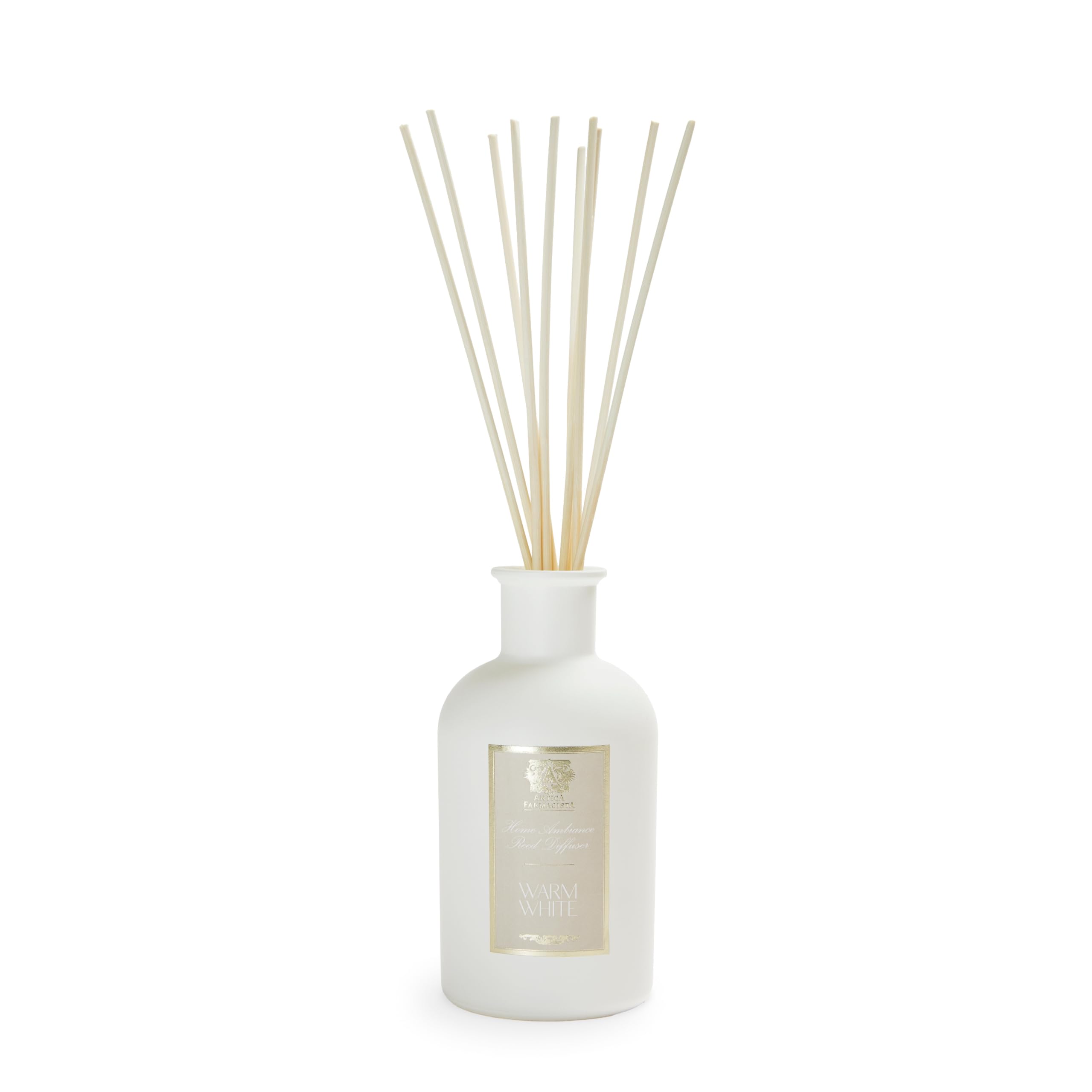 Warm White diffuser bottle close-up with glass vessel
