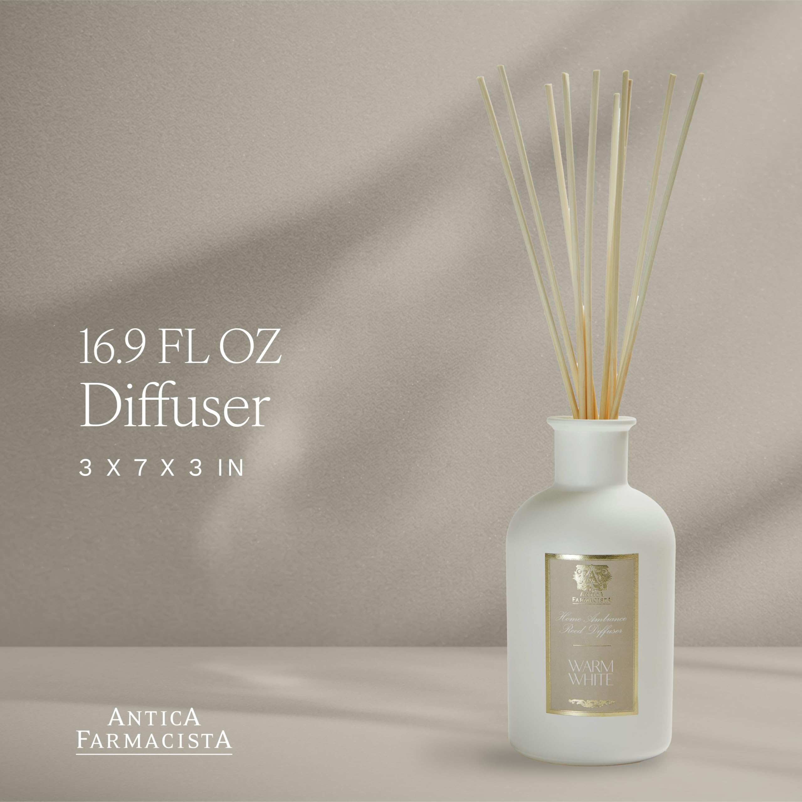Warm White reed diffuser 16.9 oz side view