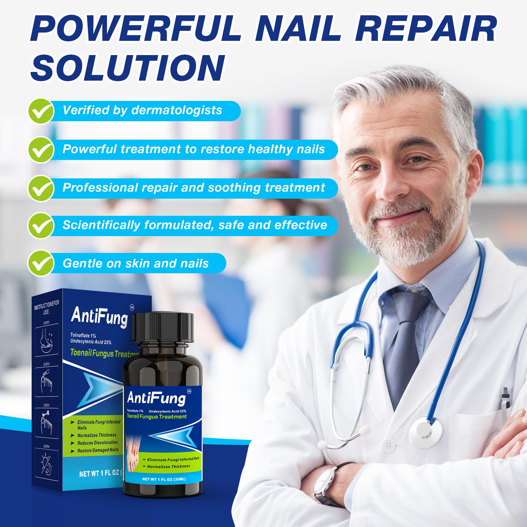 AntiFung application drops show easy, mess-free use for daily nail care