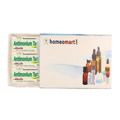 Pack of Antimonium Tartaricum 200C homeopathy pellets in 2-dram vial