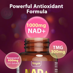 Graphic highlighting a 24-in-1 antioxidant formula for NAD+ product