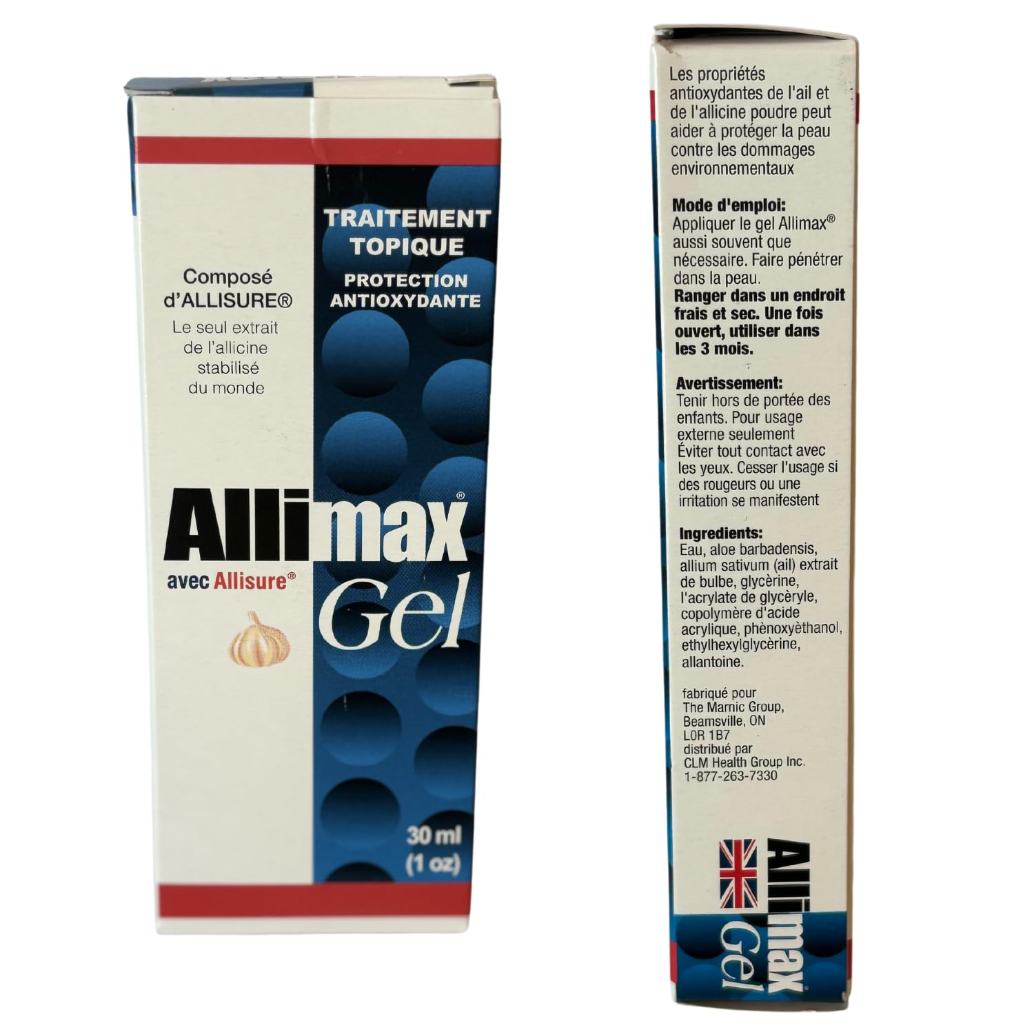 Allimax gel with allisure providing antioxidant protection for the skin