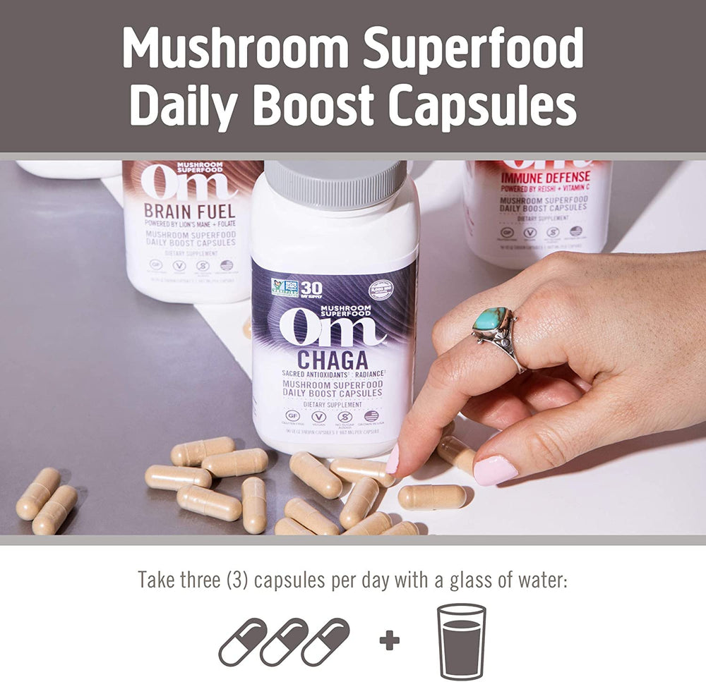 Antioxidant-rich chaga mushrooms ingredients close-up