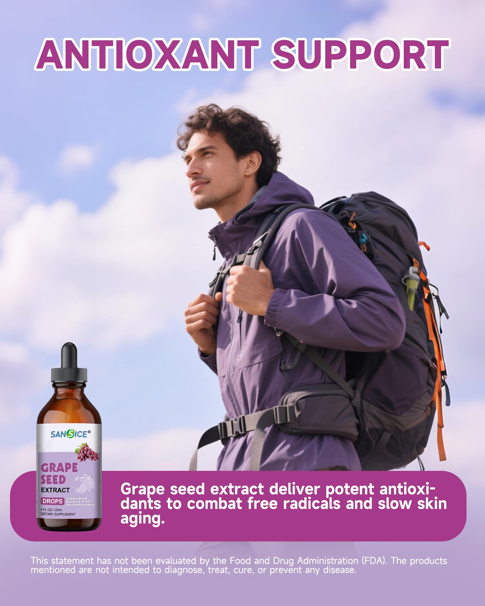 Liquid drops labeled antioxidant support