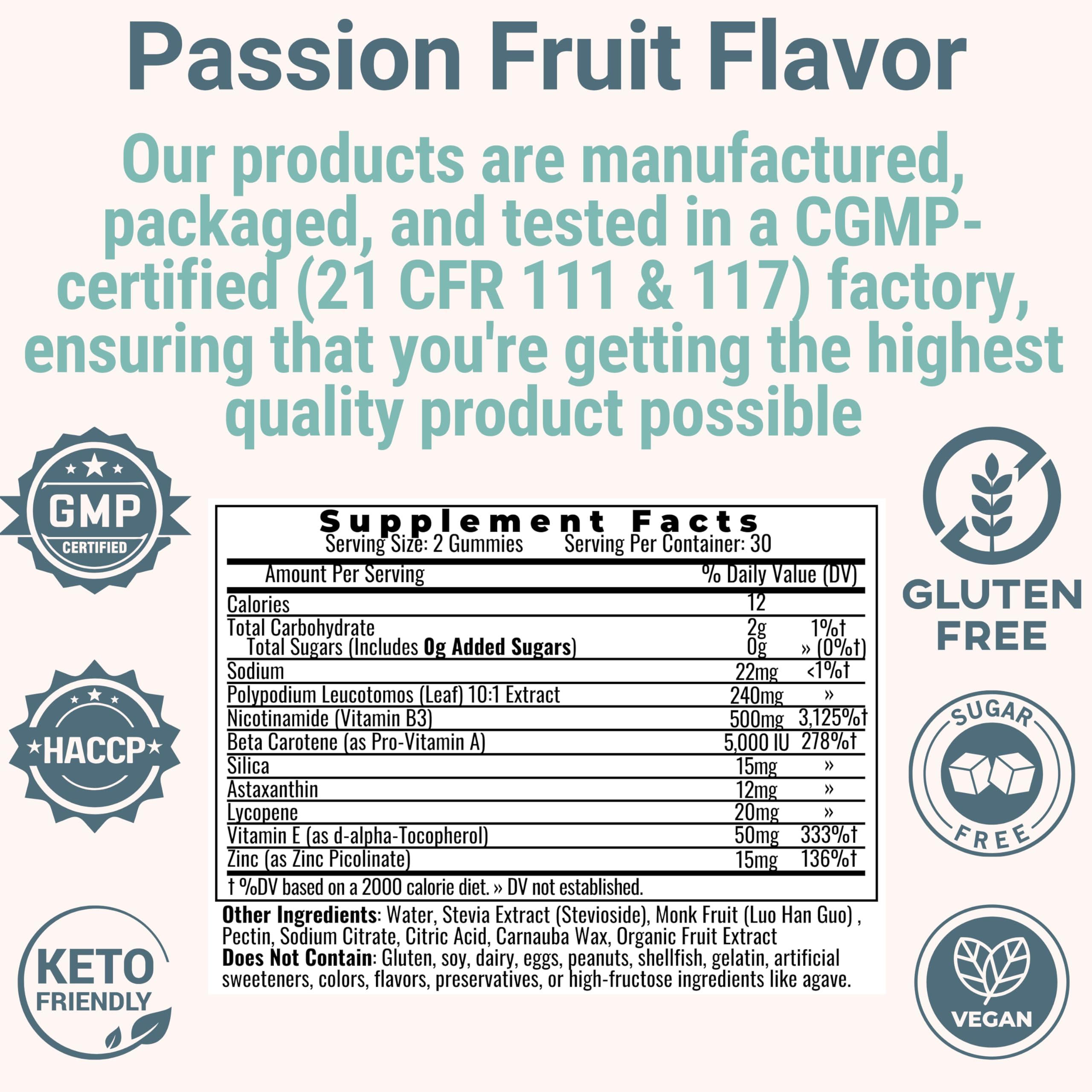 Gummy supplement showcasing antioxidants Astaxanthin, Lycopene and Beta-Carotene