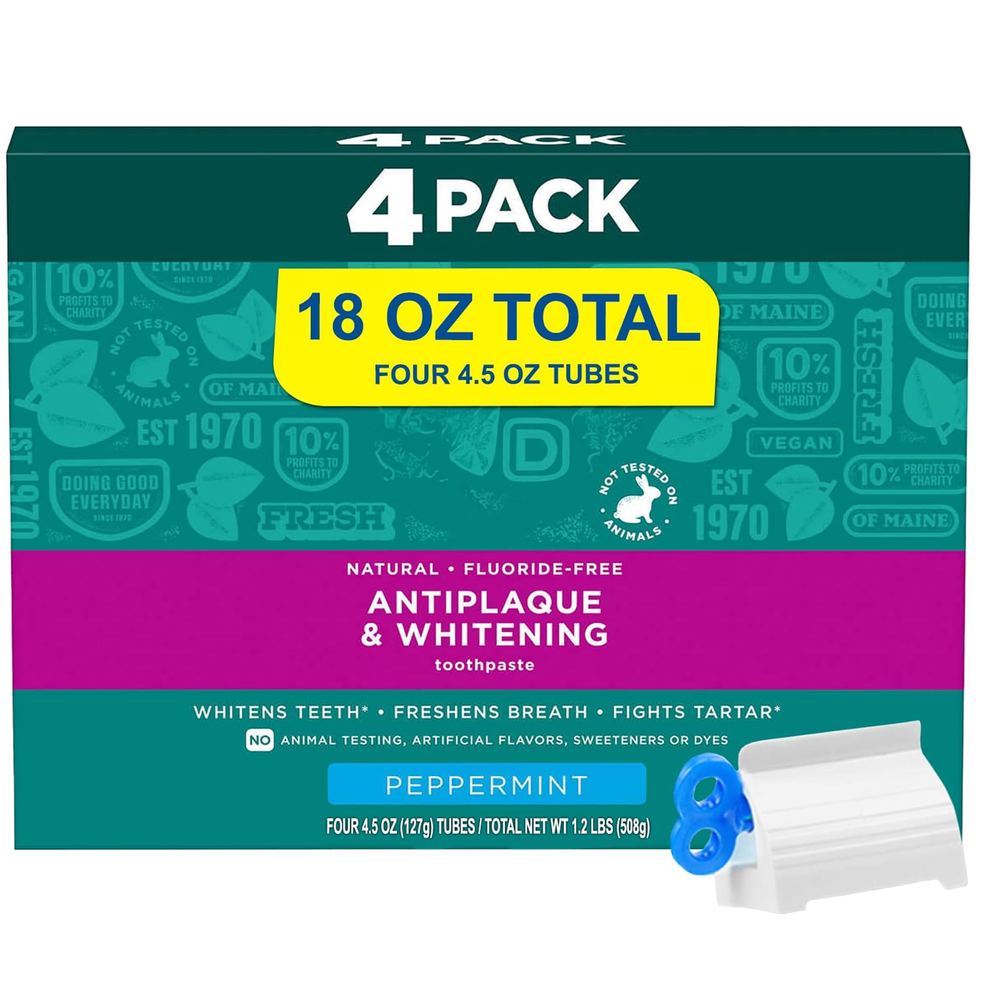 Antiplaque & Whitening Toothpaste Peppermint 4 Pack - front view