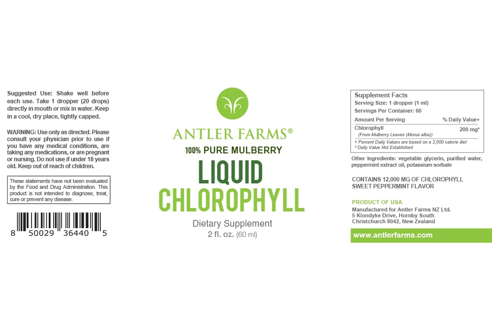 Ingredient label showing natural chlorophyll extract