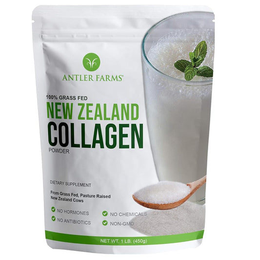 Antler Farms 100% Grass-Fed New Zealand collagen powder - unflavored, 1 lb packaging