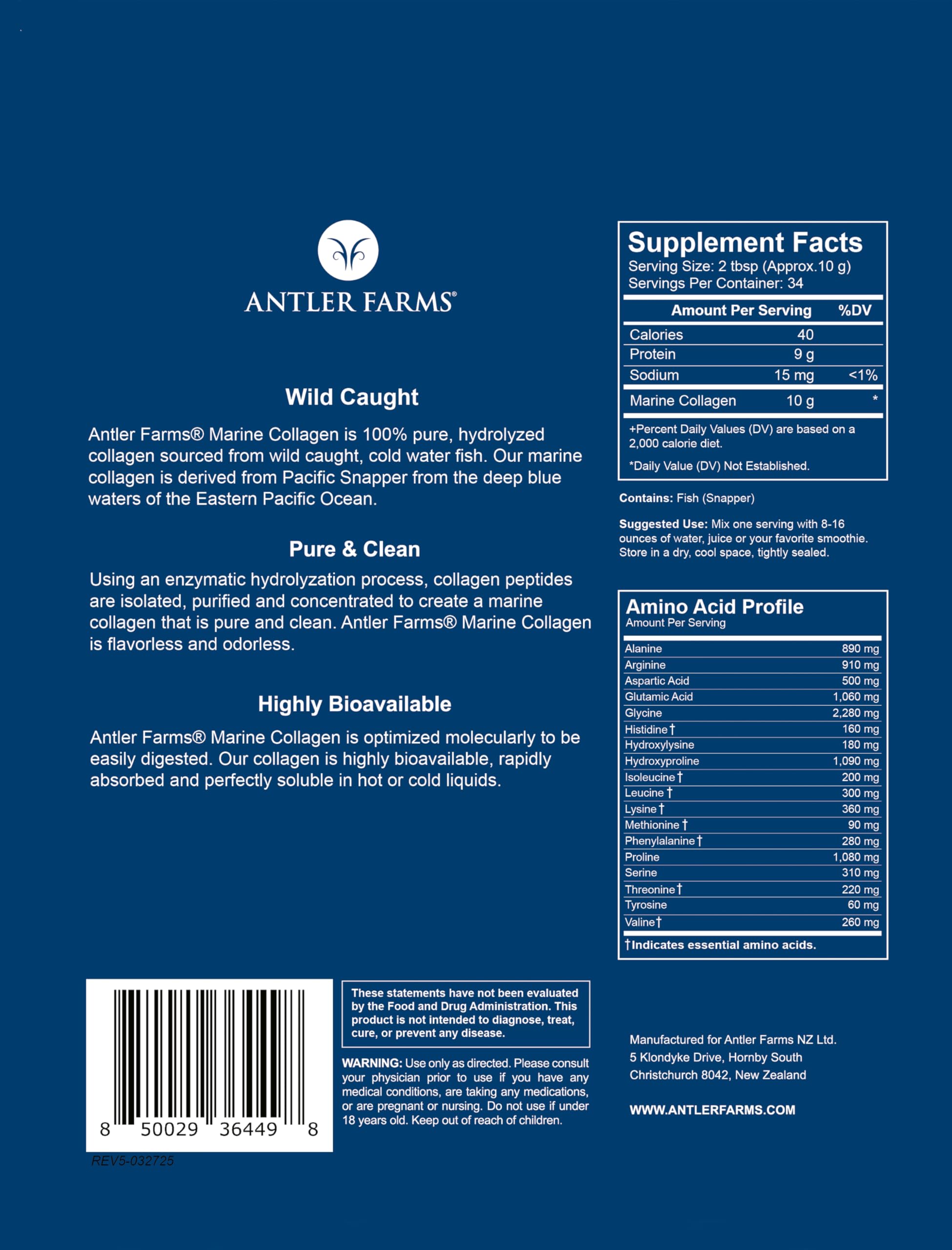 Antler Farms marine collagen powder packaging