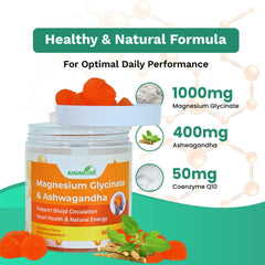 ANUMITRA Magnesium Glycinate + Ashwagandha Gummies raspberry flavor bottle close-up