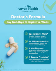 Graphic illustrating Anven Health's 8 digestive enzymes