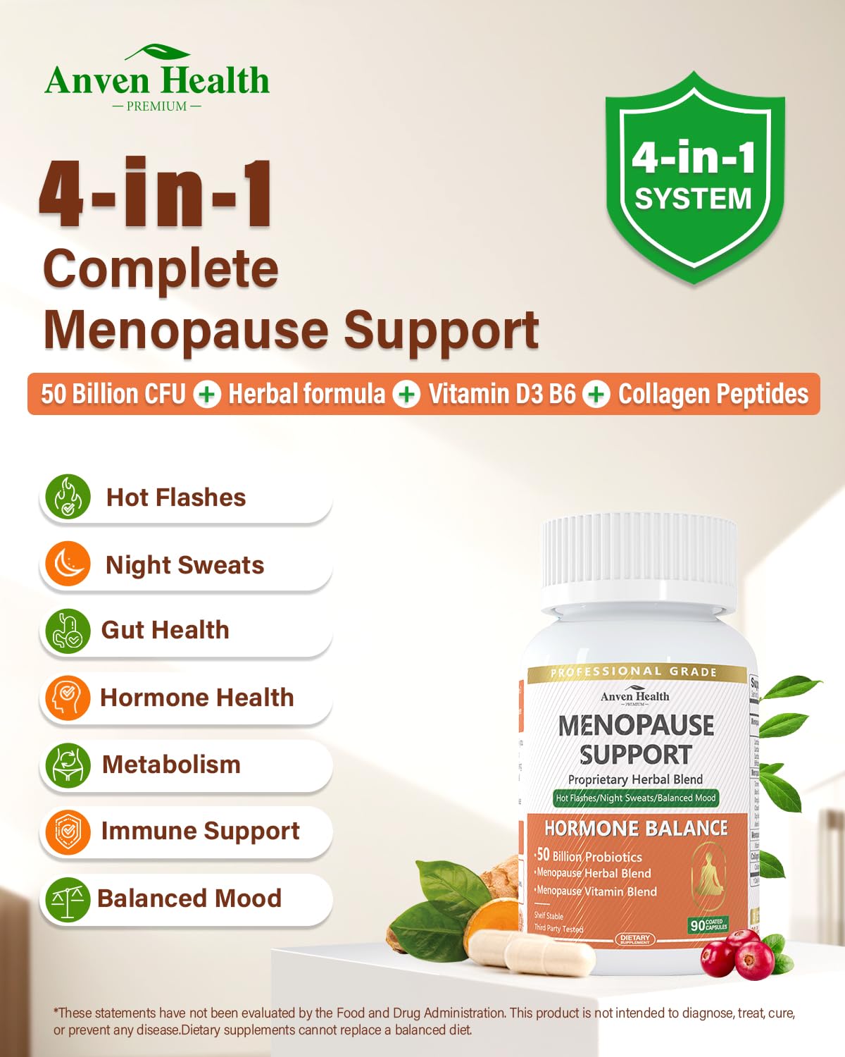 Herbal balance blend: Black Cohosh, Dong Quai, Soy Isoflavones and Chasteberry