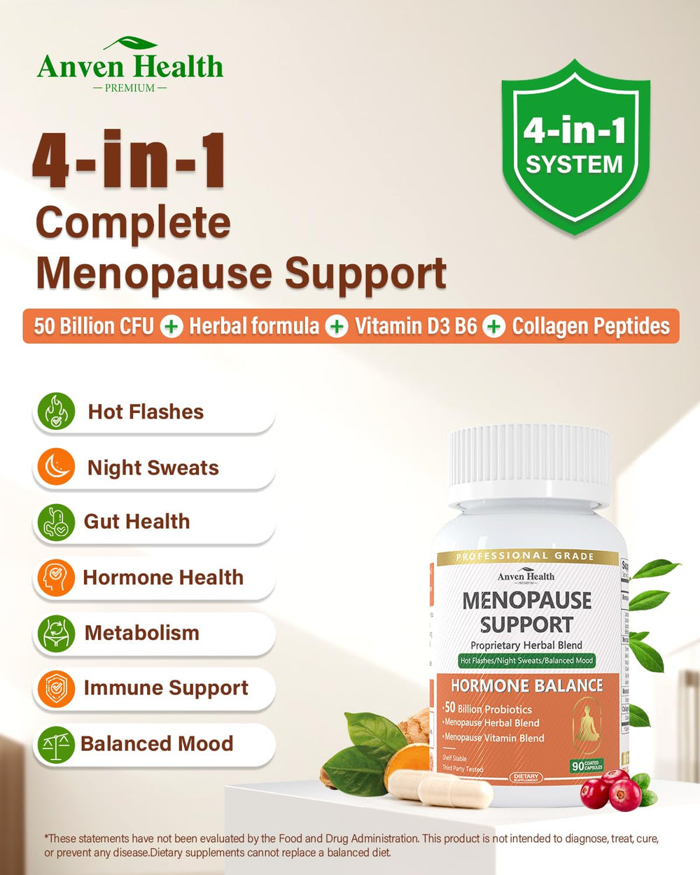 Herbal balance blend: Black Cohosh, Dong Quai, Soy Isoflavones and Chasteberry