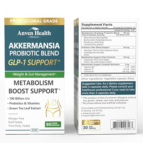 Akkermansia muciniphila probiotic capsules and prebiotic fibers
