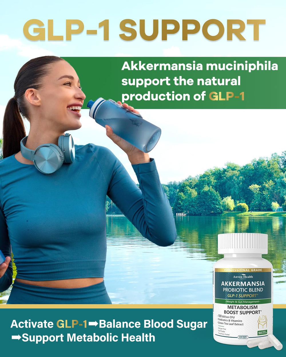 Synbiotic blend diagram with Akkermansia and prebiotics