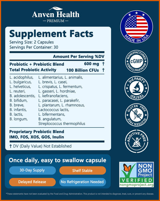 Close-up of bottle label showing 100 Billion CFU and 27 strains