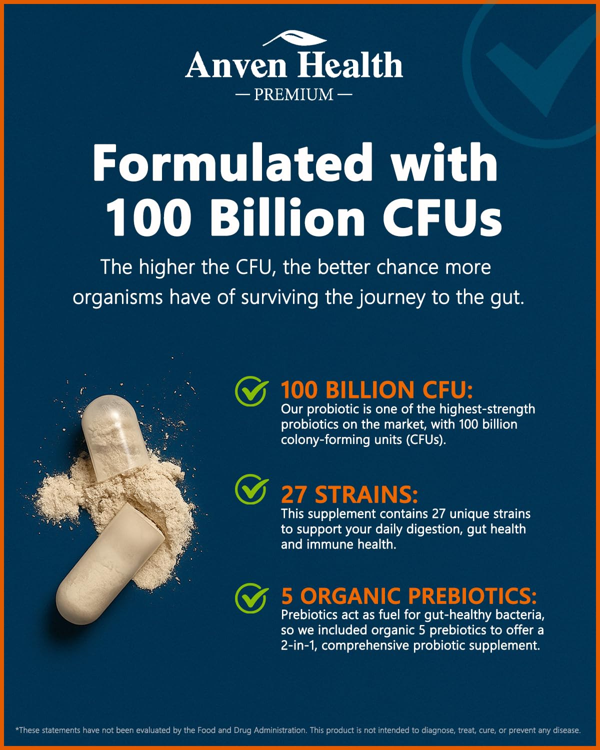 Supplement facts panel on Probiotics bottle