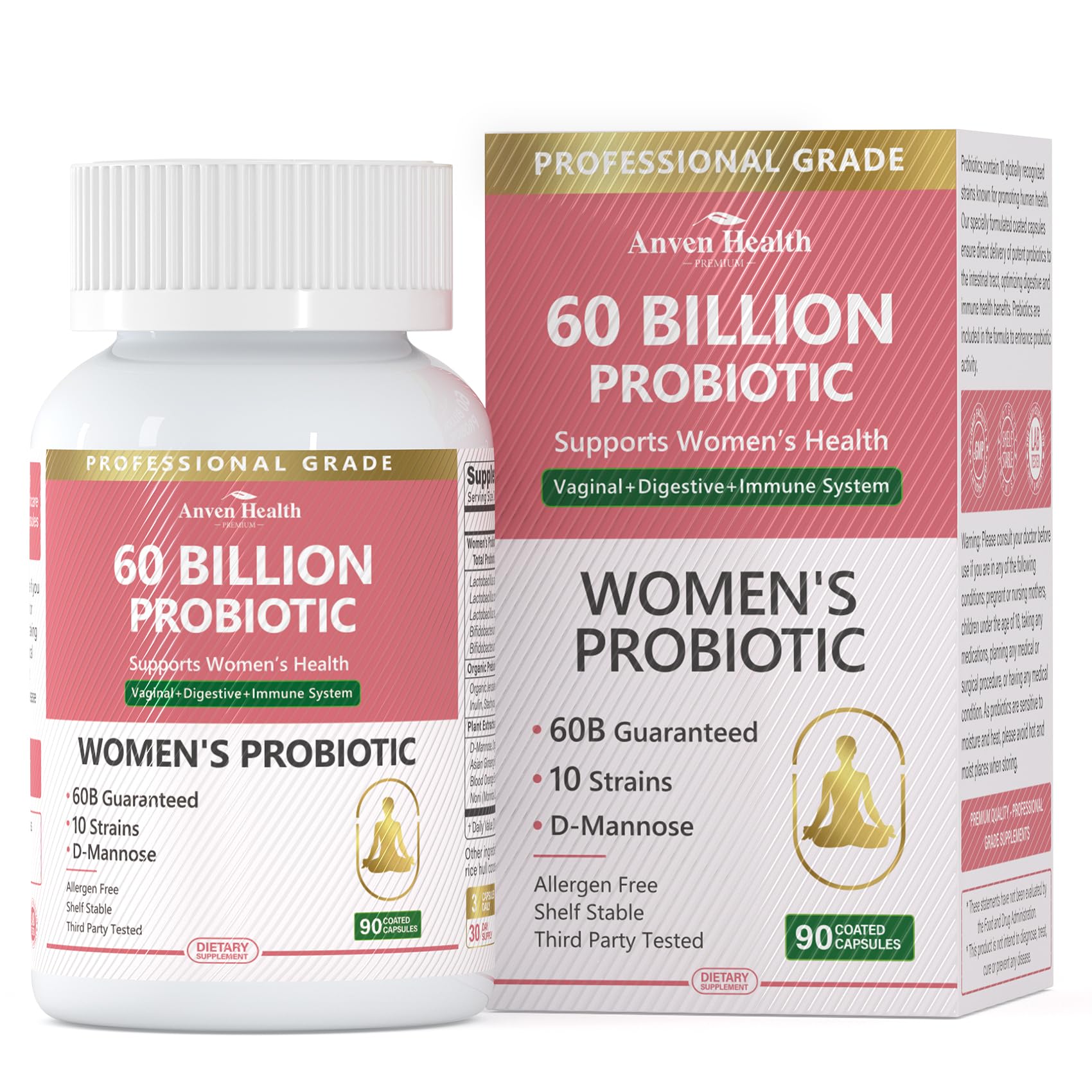 Anven Health Probiotics and Organic Prebiotics bottle on white background