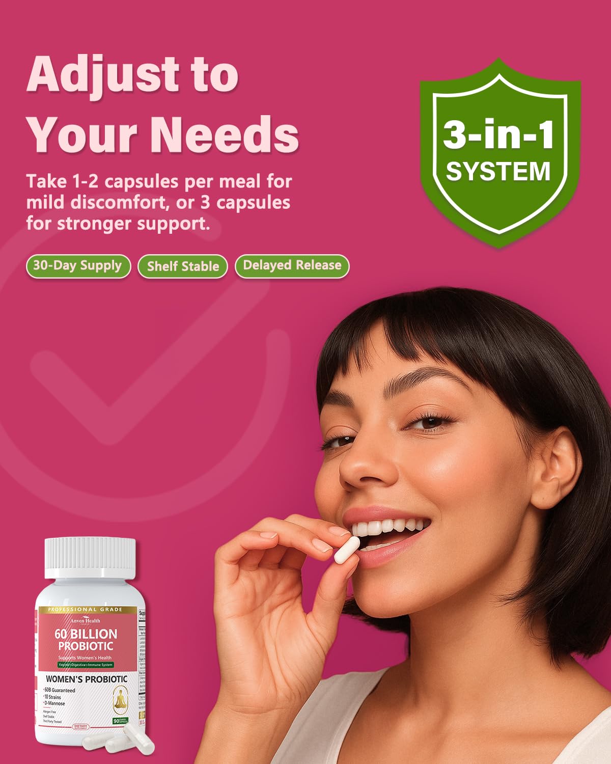 Nutrition facts panel and serving details for 90 capsules