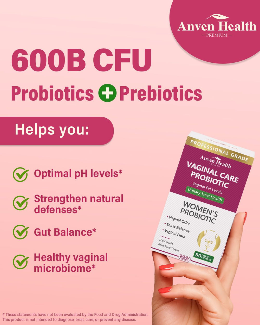 Probiotic capsules arranged to show texture and dosage
