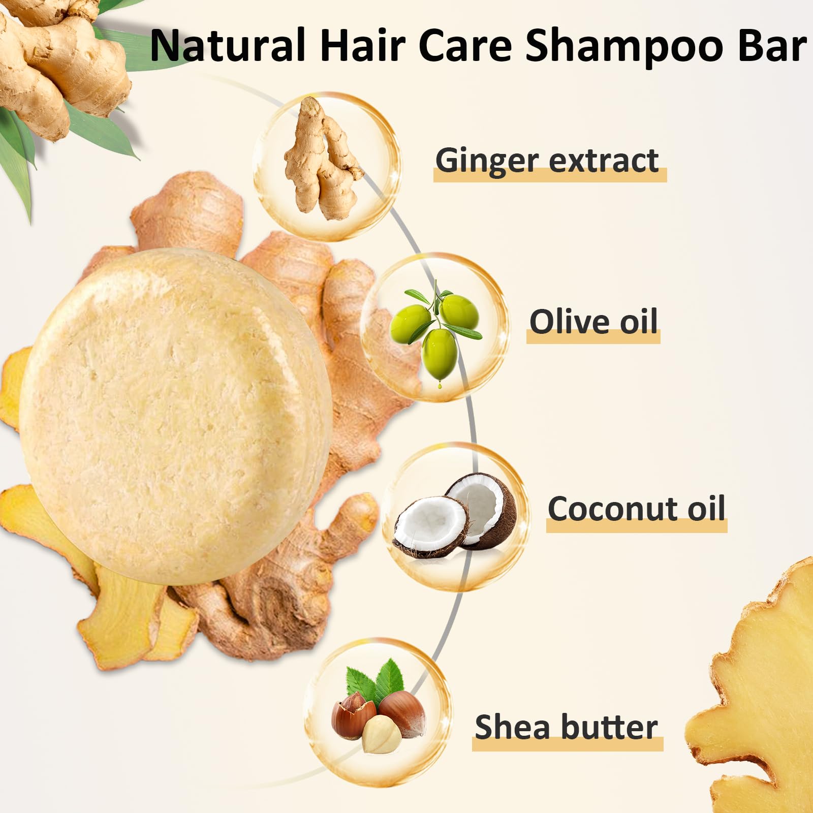 Anweina Ginger Hair Shampoo Bar, ginger ingredients, supports scalp nourishment