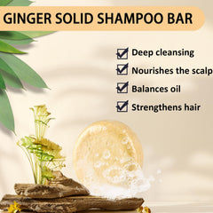 Anweina Ginger Hair Shampoo Bar 3-pack, back view, highlights natural ingredients