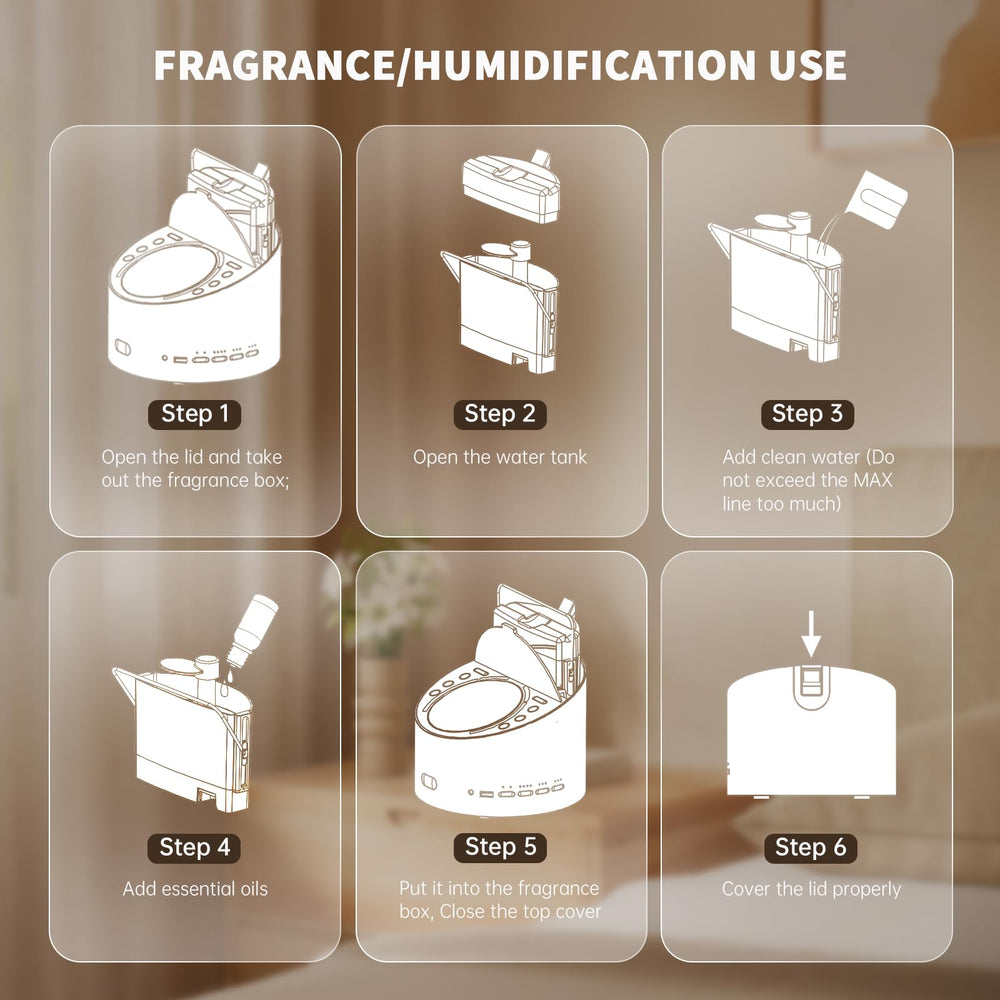 ANWOON aroma diffuser module timer options for customized diffusion sessions.