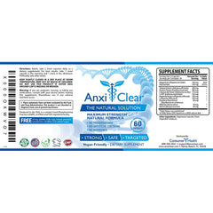 Label of AnxiClear Day Formula showing 60 capsules