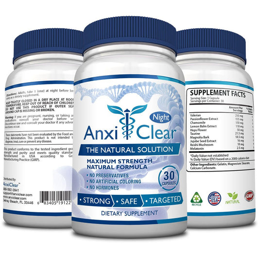 AnxiClear nighttime bottle on a white background