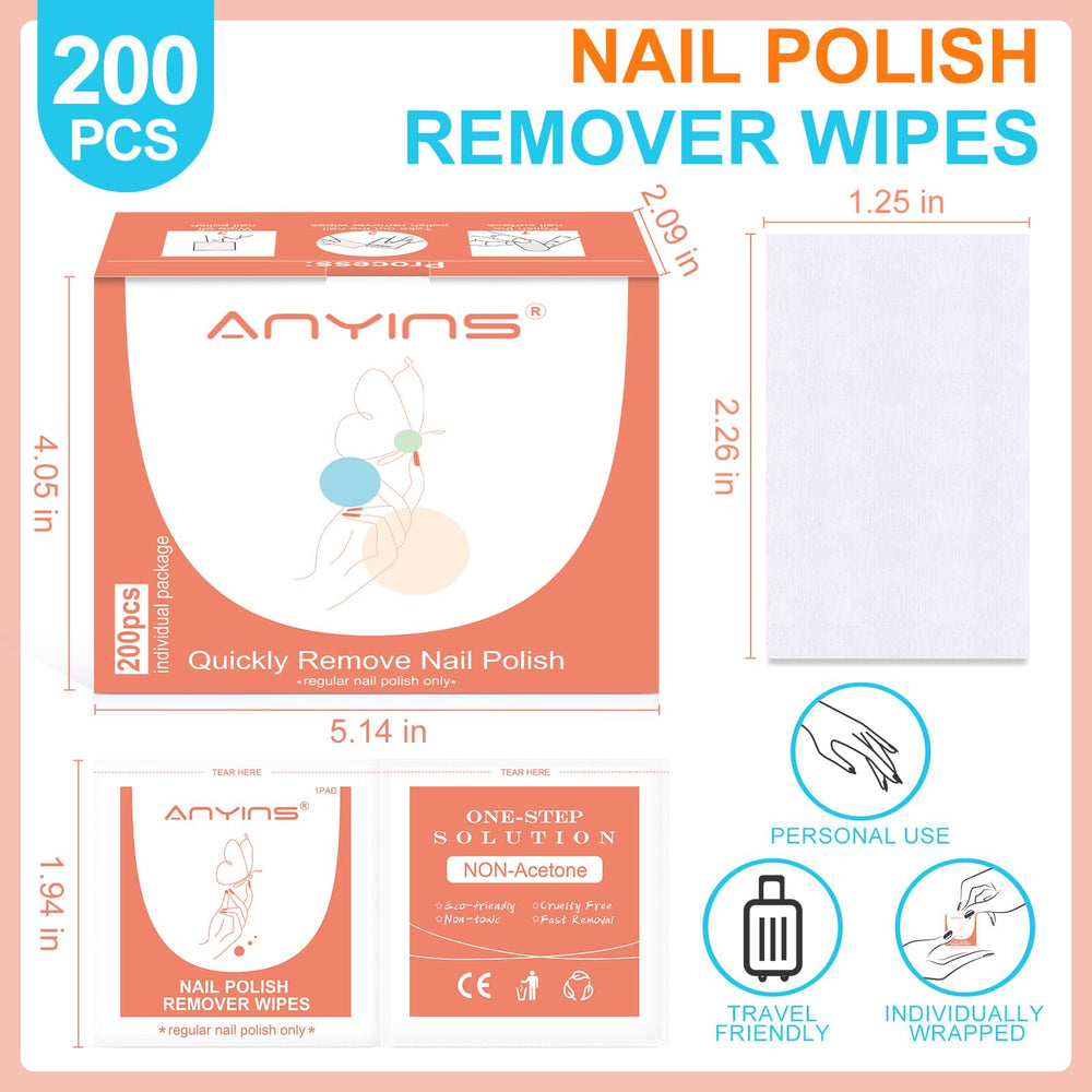 ANYINS remover pads are individually wrapped for mess-free, on-the-go polish removal