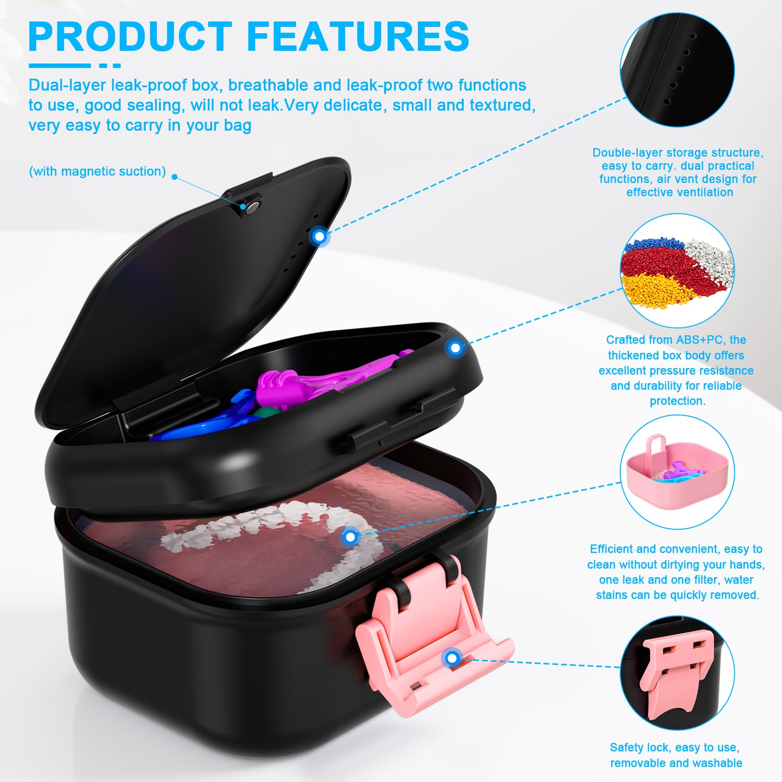 Denture case dimensions 3.86 x 3.96 x 2.58 inches