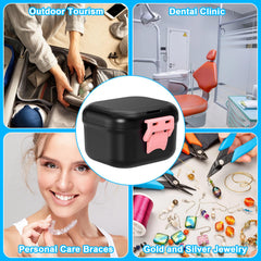 Dishwasher-safe denture case being cleaned