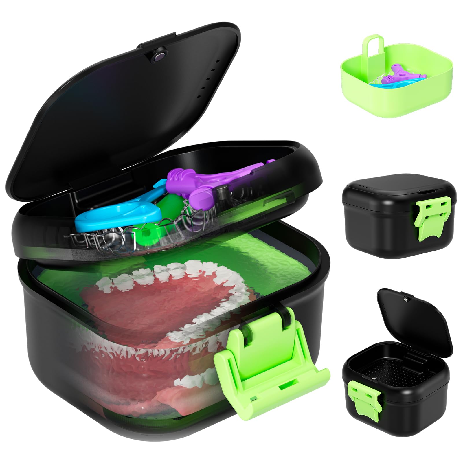 ANYLEY leak-proof denture case with secure lid
