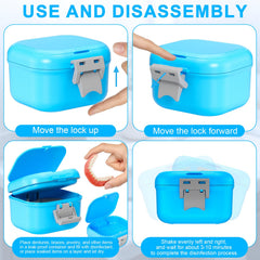 Denture case with detachable soaking basket for ANYLEY