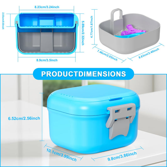 ANYLEY leak-proof denture case side view showing color and latch