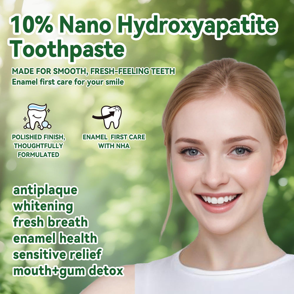 Close-up view of enamel restoration with nano hydroxyapatite