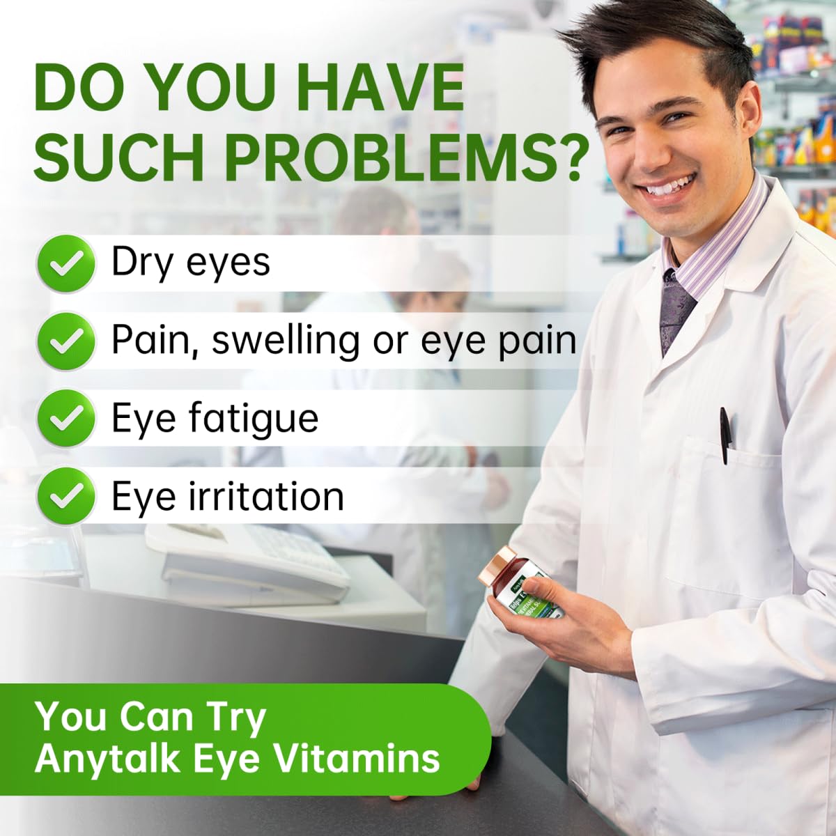 Close-up of dry eye relief and eye hydration