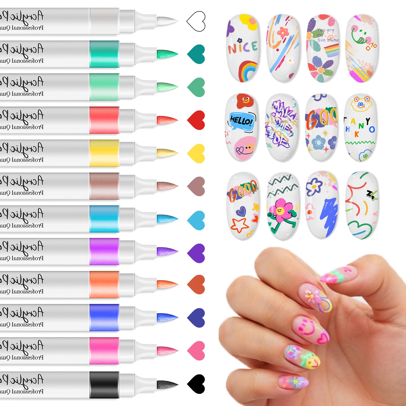 AOAZXBB 12-color nail art pen set for vibrant at-home designs.