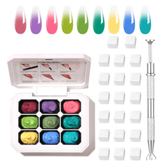 AOBOO Ombre gel nail polish kit showing a complete at-home gradient set for salon-style nails.