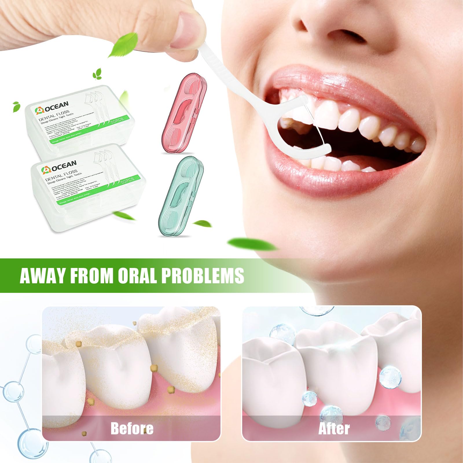 Complete AOCEAN dental floss picks travel kit