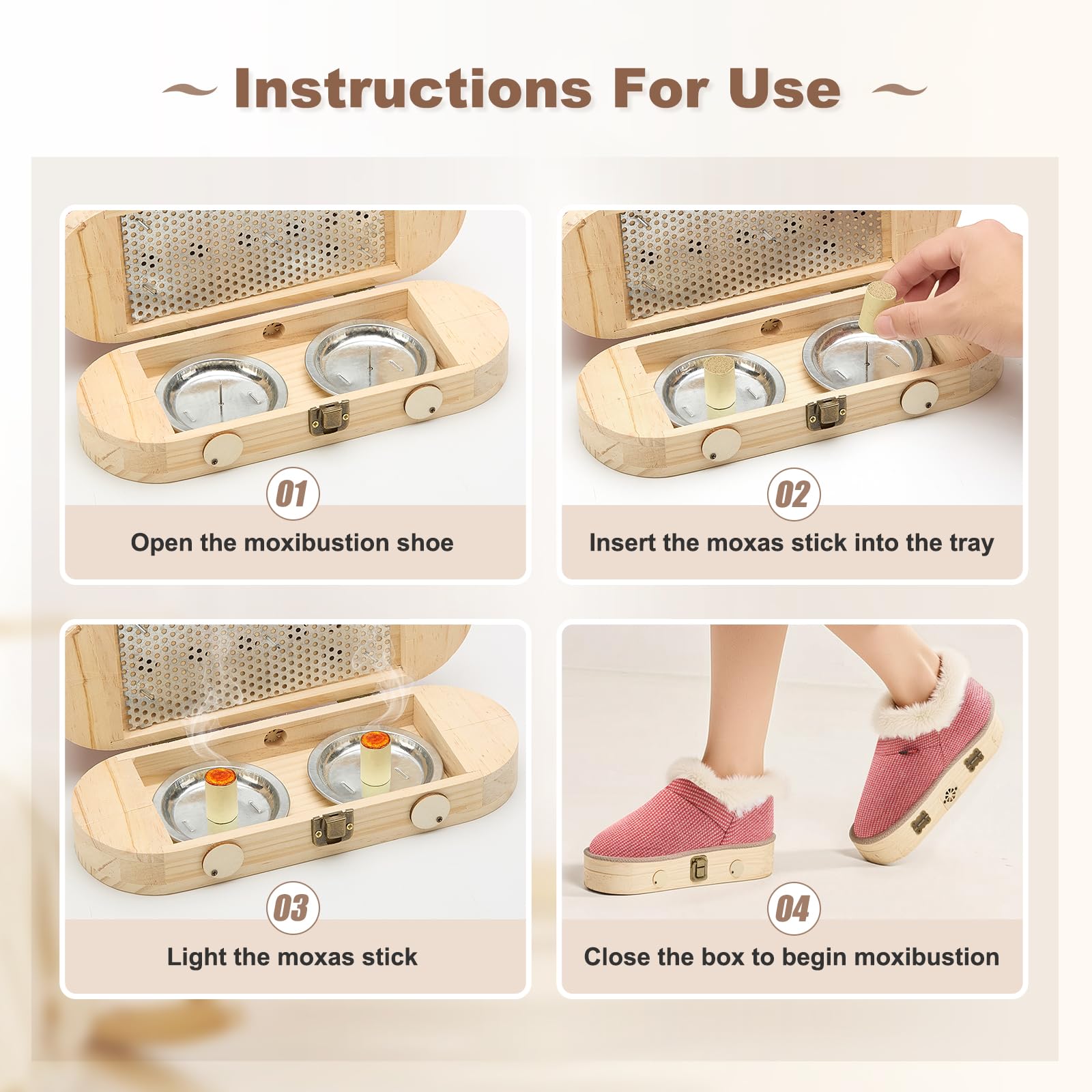 Moxa sticks in shoe's moxas compartment