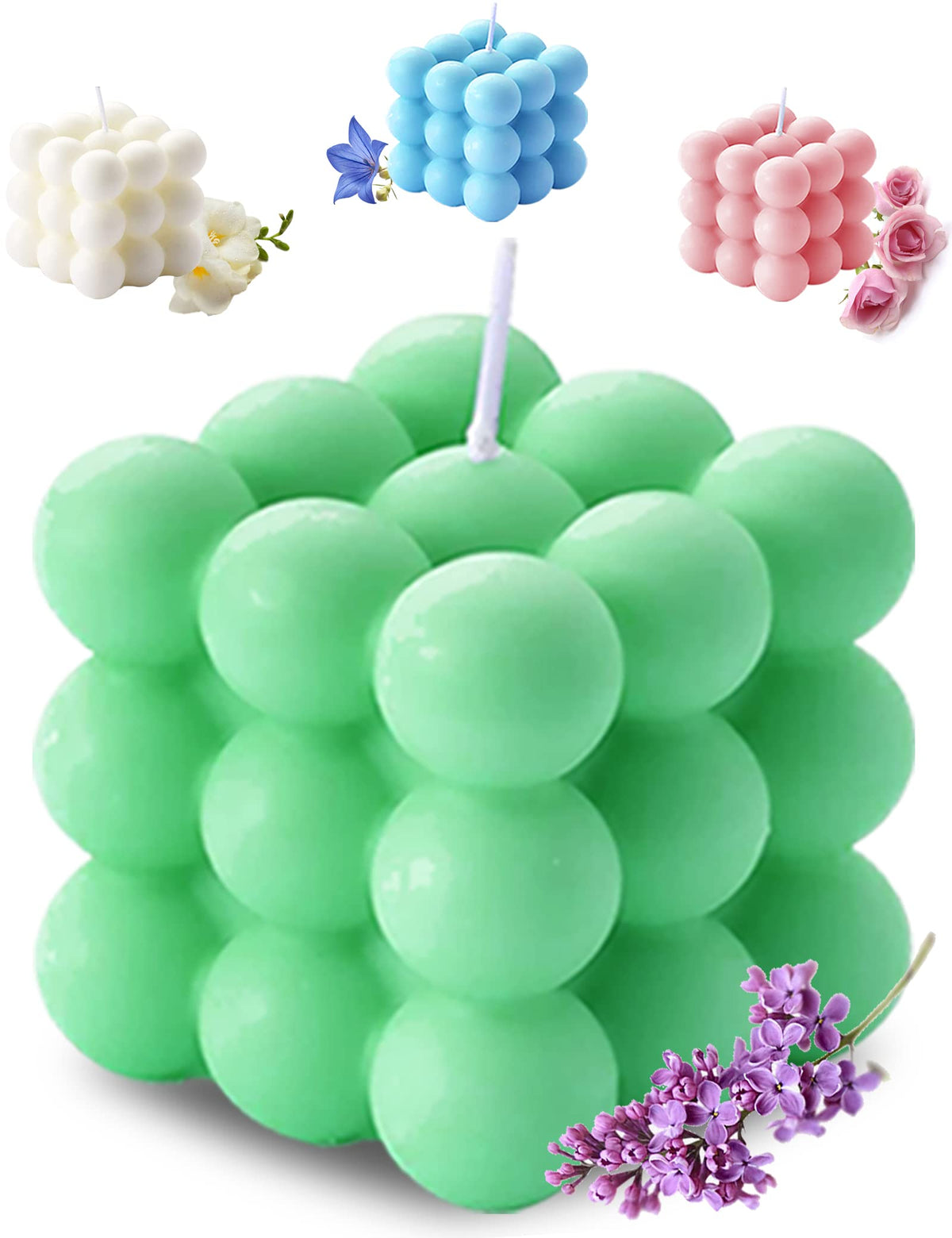 Bubble Scented Candle in Lavender Green color, 5.4 oz