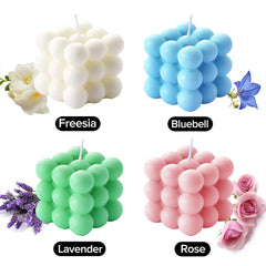 Bubble cube candle showcased in minimalist decorative setting