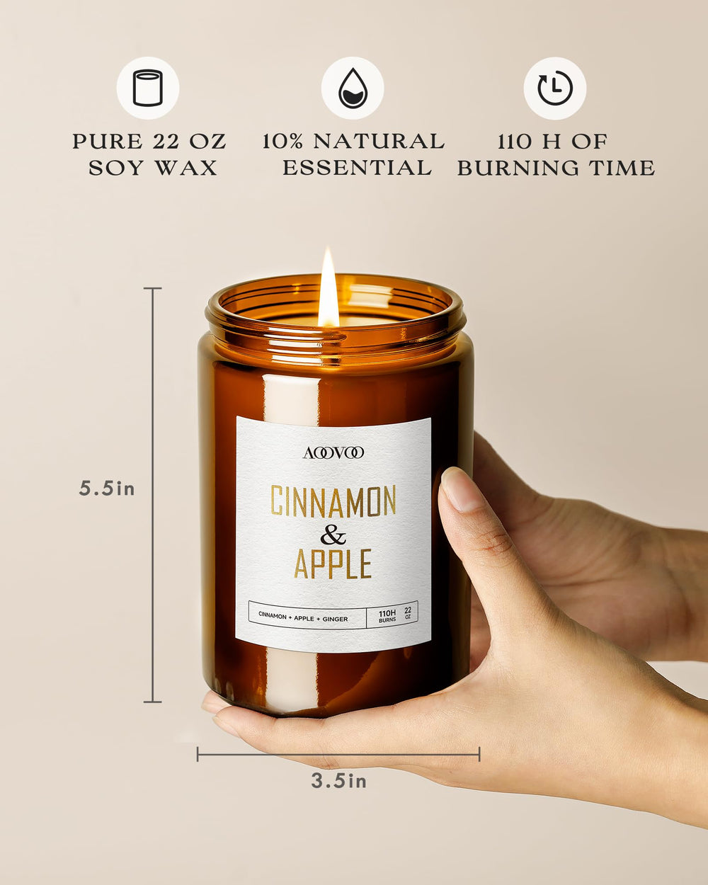 AOOVOO candle lit in living room creating warm ambiance benefit: cozy atmosphere
